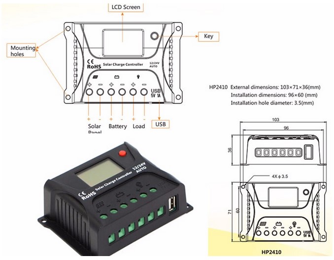 โซล่าชาร์จเจอร์12V-24V USB